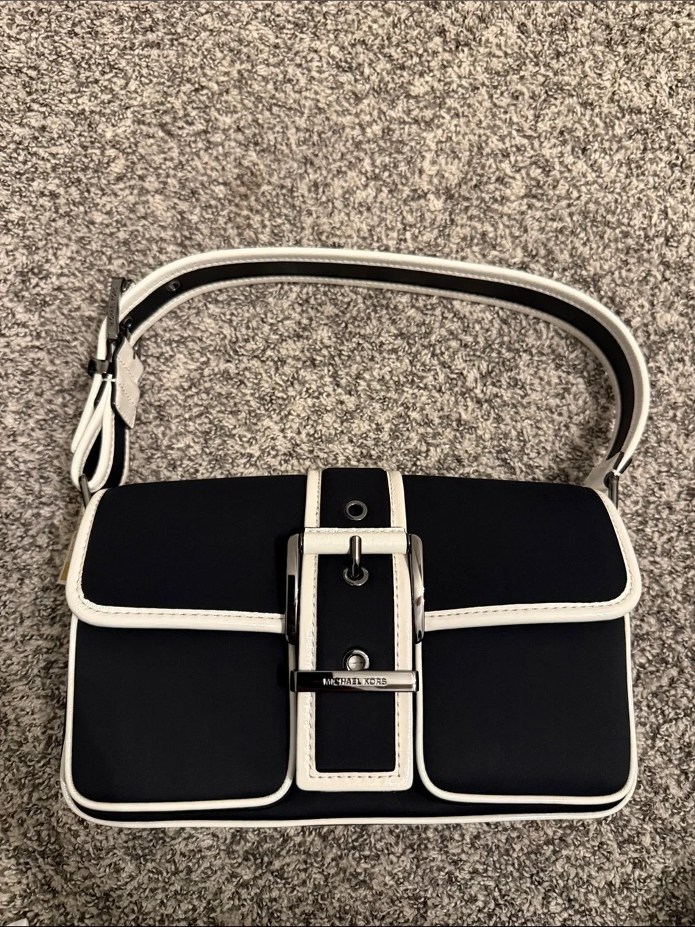 Michael Kors Black with White Trim Shoulder Bag